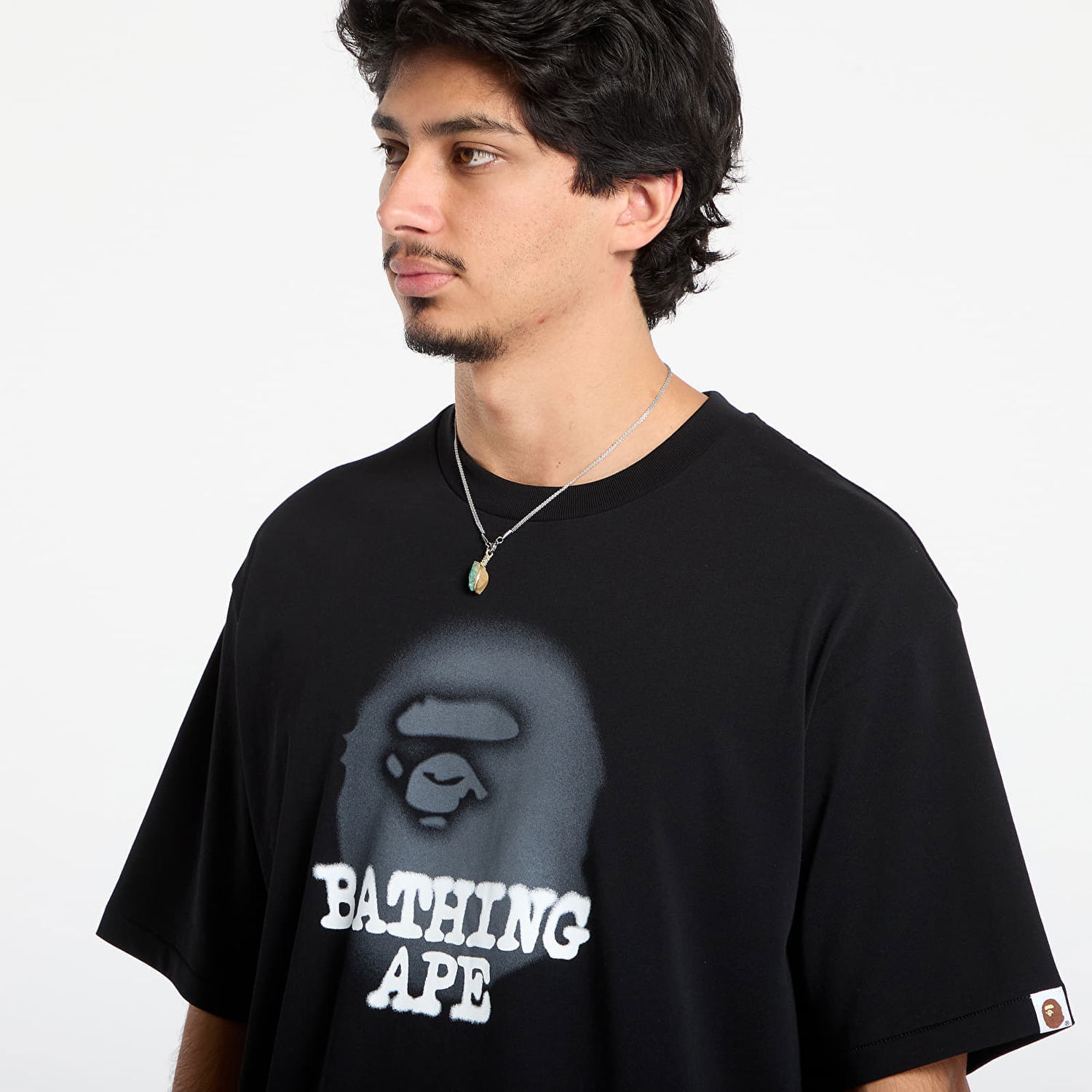 Tričko BAPE Bathing Ape Logo Relaxed Fit Tee Čierna | 001TEL801303MBLK, 1