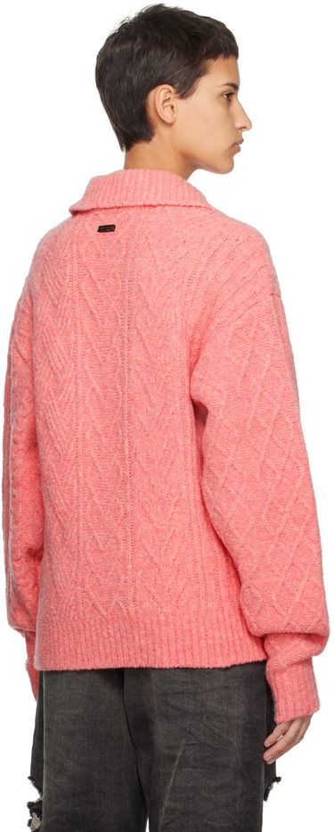 Sveter ADER ERROR Long Sleeve Cable Knit Polo Sweater Ružová | BMADFWKT0102PK, 2