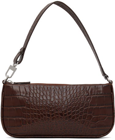 Taška cez rameno BY FAR Crocodile Embossed Leather Shoulder Bag Hnedá | 18FWRCLSNEDMED, 0
