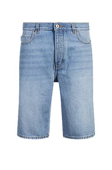 Šortky BOSS Stonewashed Denim Straight-Fit Shorts Modrá | 50539816, 0