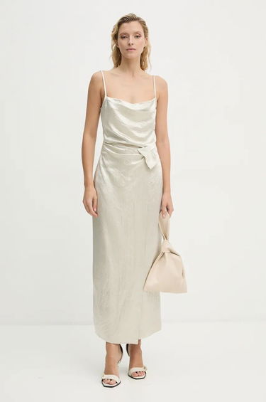 Šaty Nanushka Cowl Neck Satin Maxi Dress Biela | NW24PFBS13171, 0