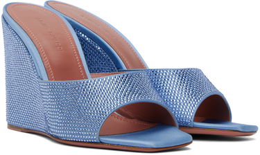 Doplnky Amina Muaddi Amina Muaddi Lupita Crystal Wedge Sandals Modrá | LUPITA CRYSTAL WEDGE SATIN, 3