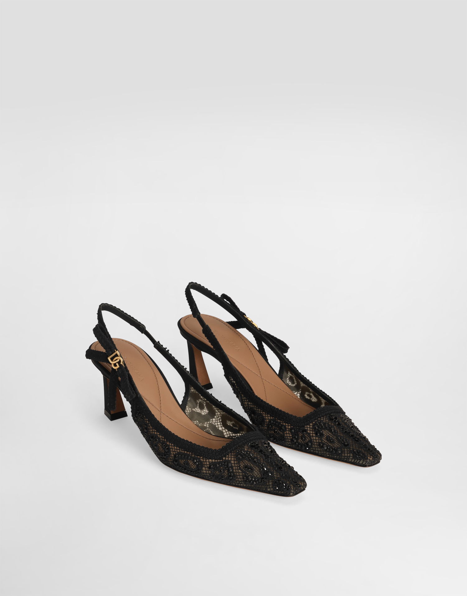 Doplnky Dolce & Gabbana Dolce & Gabbana Leopard-Design Lace Slingbacks with Rhinestones Čierna | CG0852A9S2680999, 1