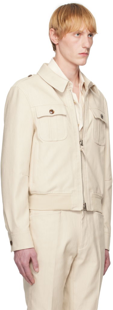 Bomber bunda Tom Ford TOM FORD Summer Corduroy Battle Jacket Béžová | OBS054-FMC210S25, 1