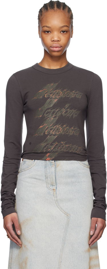 Tričko We11done We11done Spark Graphic Long Sleeve T-Shirt Hnedá | WD-TT0-25-750-W-CH, 0