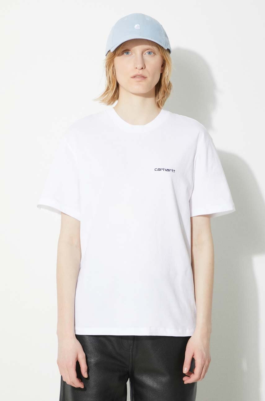 Tričko Carhartt WIP Short Sleeve Script Embroidery T-Shirt Biela | I032293.00AXX, 0