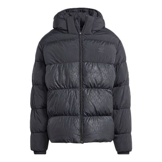 Prešívaná bunda adidas Originals Regen Monogram Hooded Puffer Jacket Čierna | HZ0681, 0