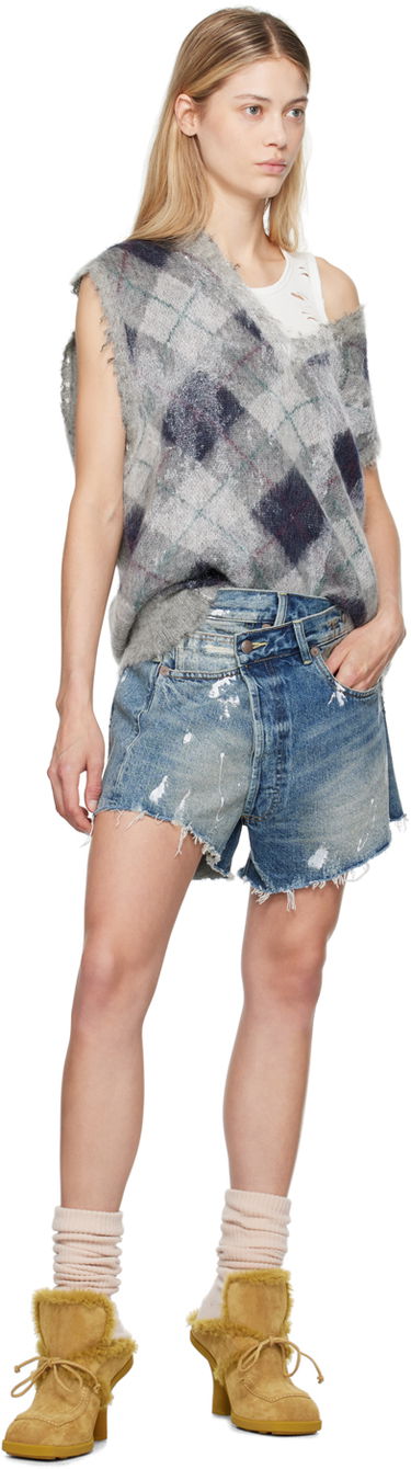 Sveter R13 R13 Oversized Argyle Vest Šedá | R13WY244-Y058B, 3