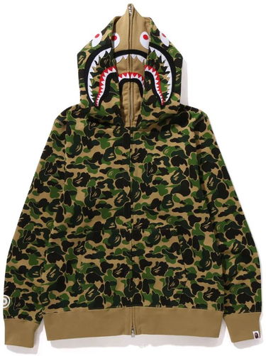 Mikina BAPE ABC Camo Double Shark Full Zip Hoodie Zelené | 0ZXSWM115008L-GRN, 2