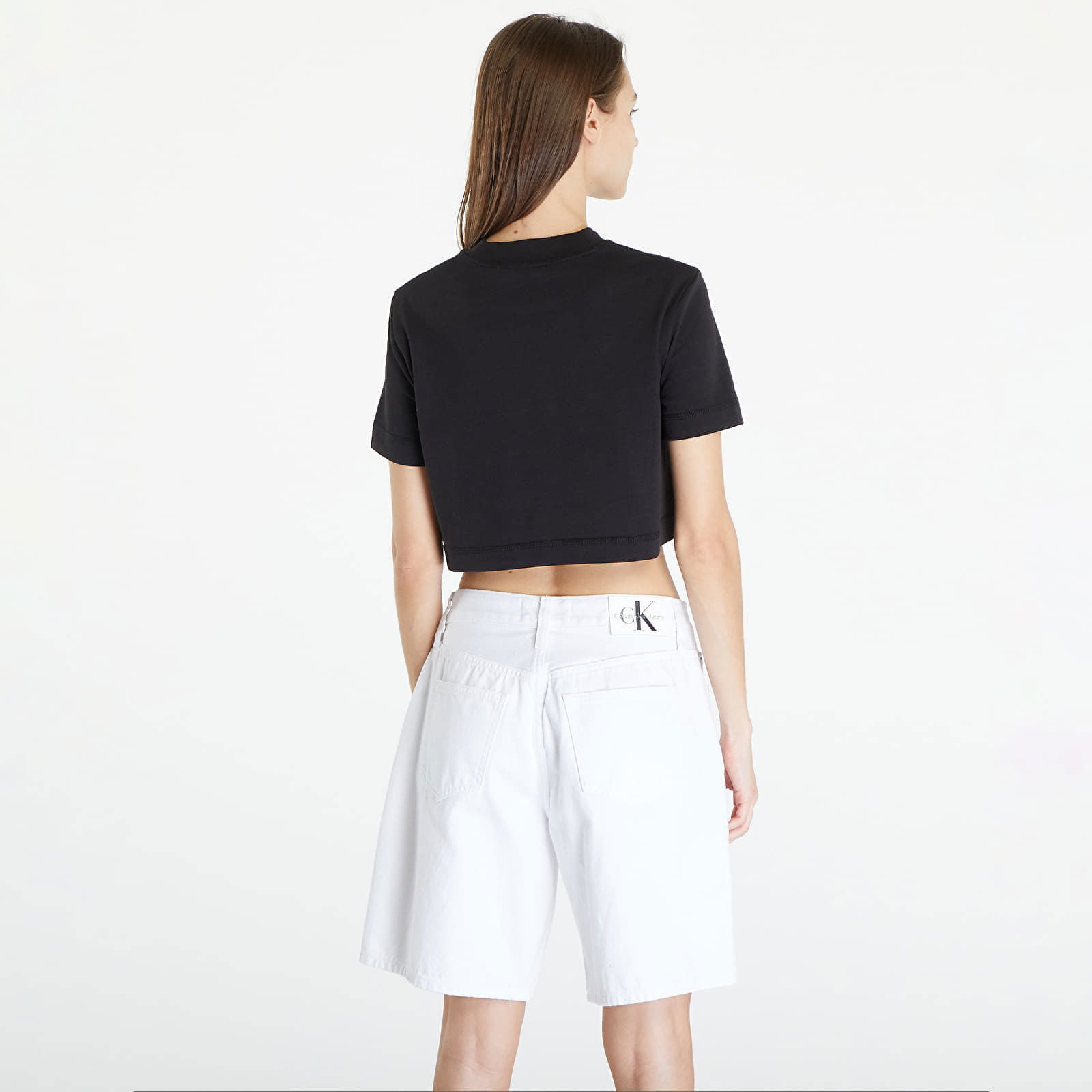 Premium Monologo Cropped T-Shirt Black