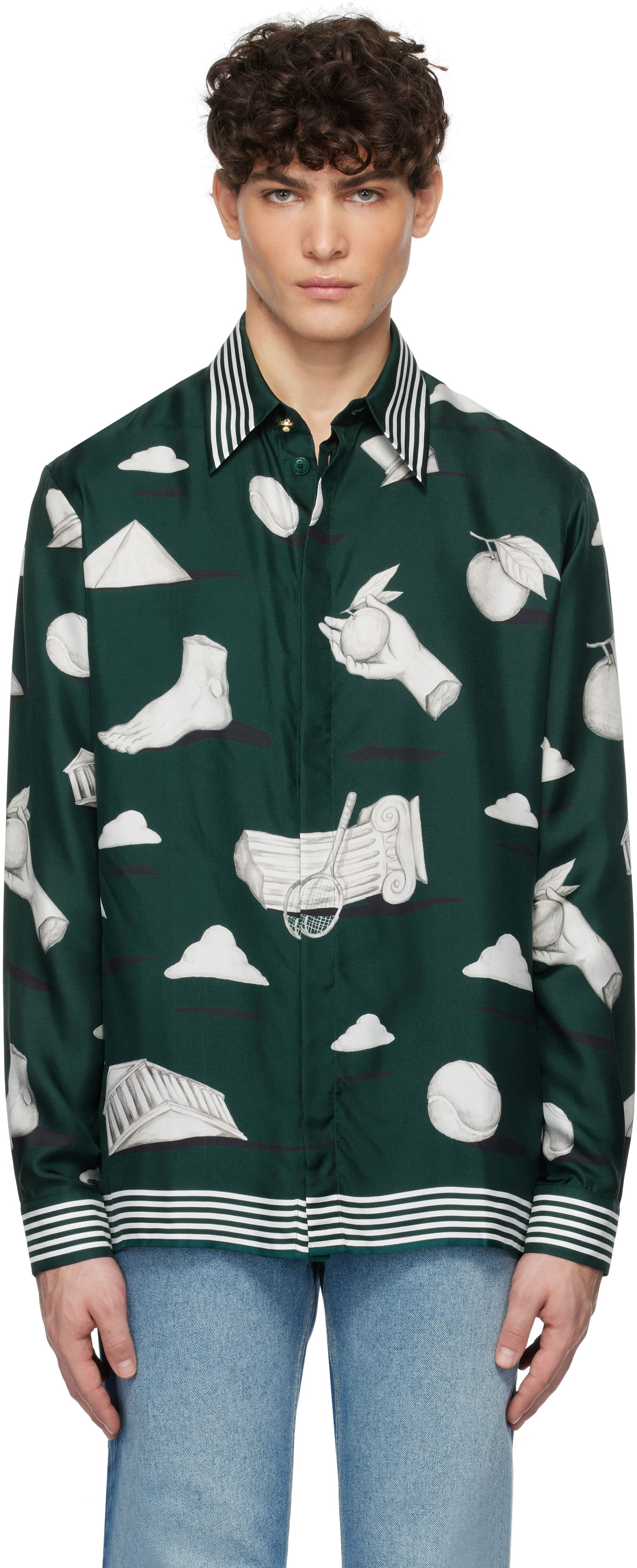 Košeľa Casablanca Classic Collar Long Sleeve Shirt with Print Zelené | U-MPS25-SH-021-02, 0