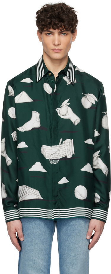 Košeľa Casablanca Classic Collar Long Sleeve Shirt with Print Zelené | U-MPS25-SH-021-02, 0
