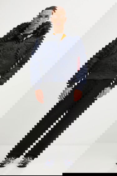 Bomber bunda Alpha Industries 45/P Hooded Custom Faux Fur Bomber Jacket Navy | 113145, 6