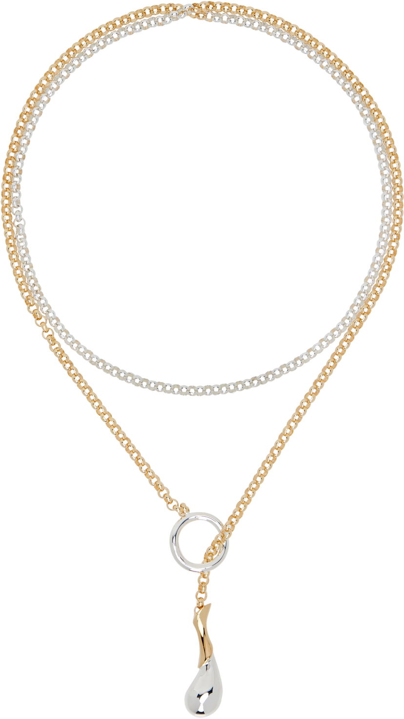 Náhrdelník Bottega Veneta Bottega Veneta Two-Tone Drop Chain Necklace Metalická | 838143 V507D