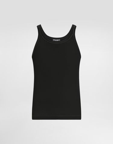 Tielko Dolce & Gabbana Cotton Ribbed Tank Top Čierna | G8PA8TFU7AVN0000_1, 0