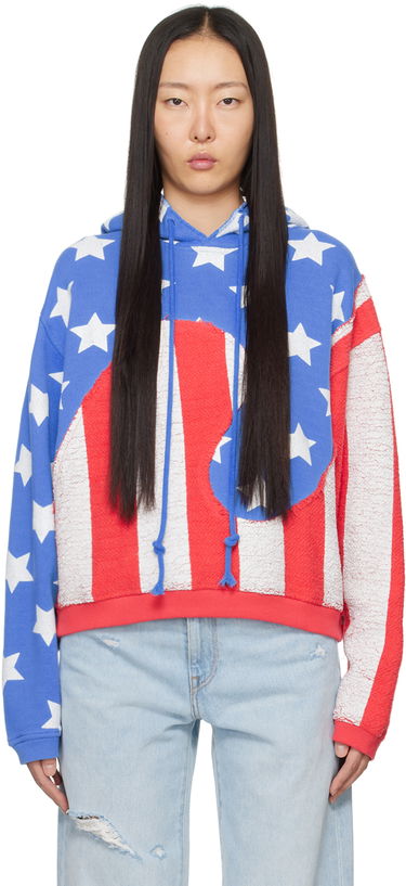 Mikina ERL Stars & Stripes Swirl Print Fleece Hoodie Červená | ERL07T022, 0