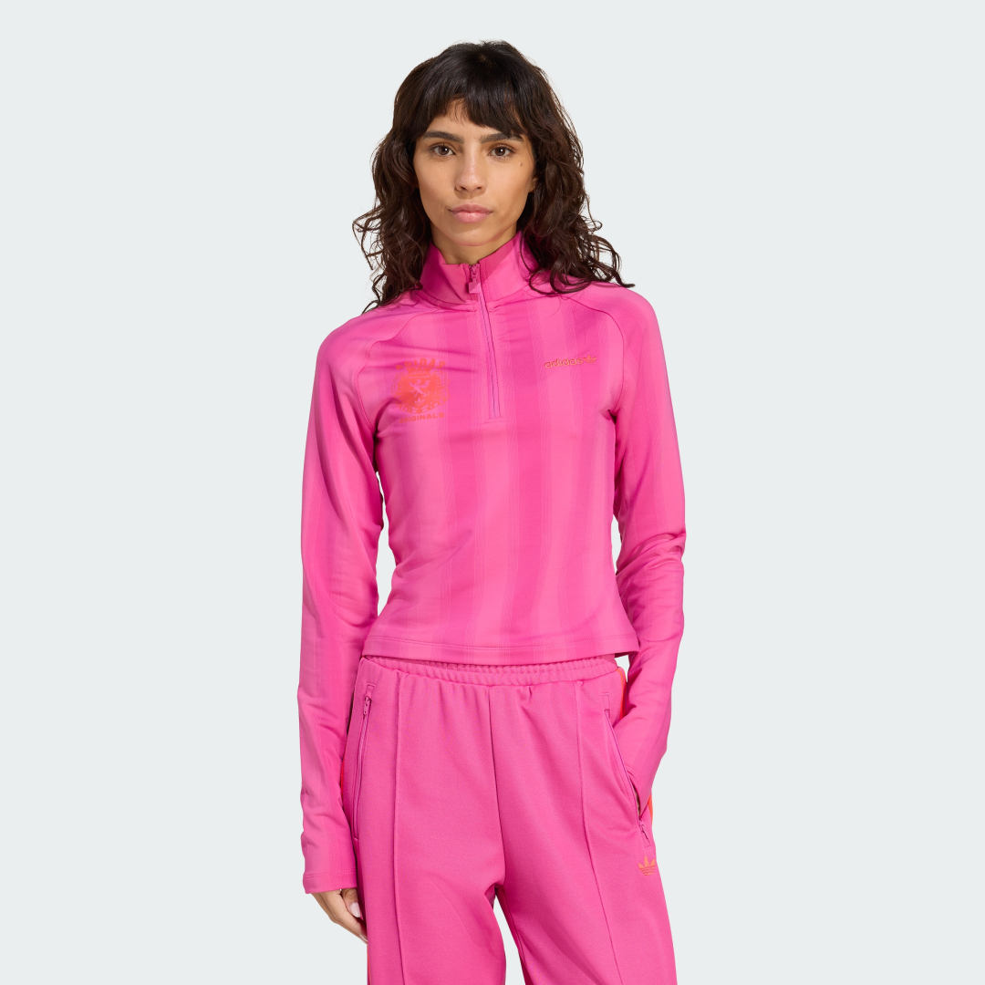 Tričko adidas Performance Print Long Sleeve Half-Zip Top Ružová | JW3638, 0