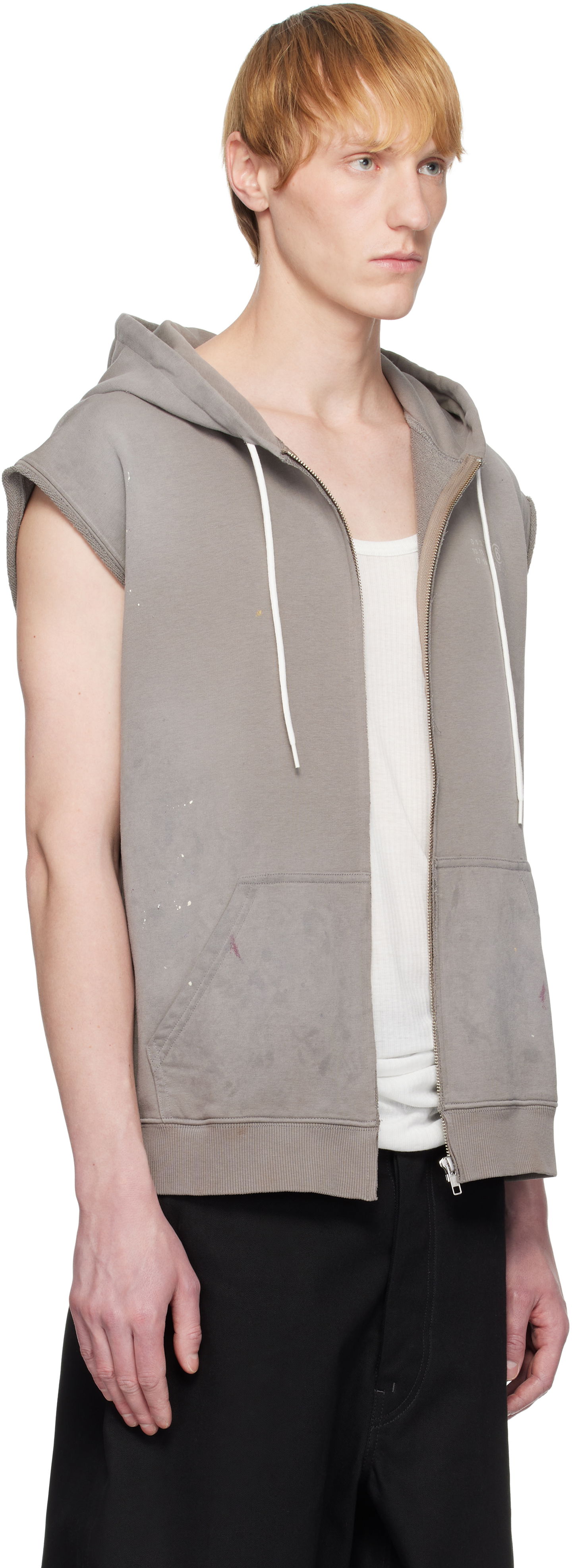 Mikina Maison Margiela MM6 Maison Margiela Paint Splatter Sleeveless Hoodie Šedá | SH2HG0005 M25013, 1
