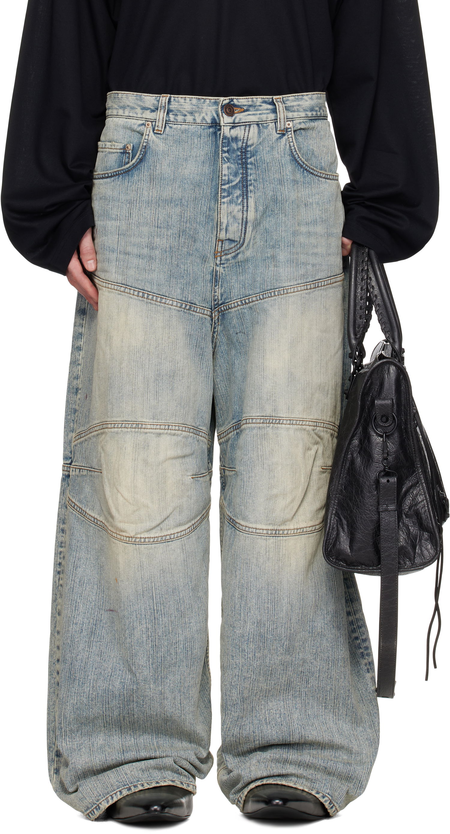 Džínsy Balenciaga Balenciaga Baggy Wide-Leg Jeans Modrá | 814161TNW65, 0