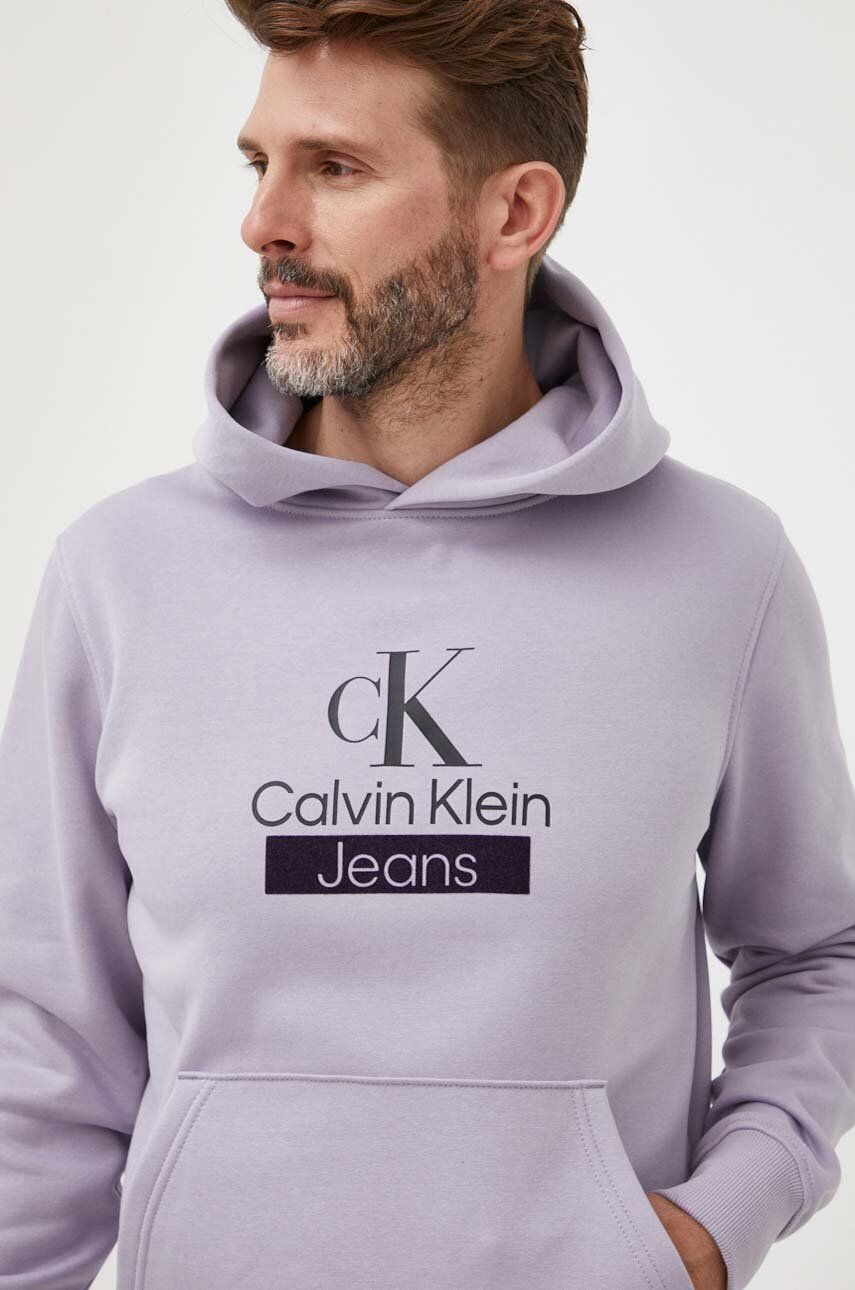 Mikina CALVIN KLEIN Logo Hoodie Fialová | J30J323762, 0