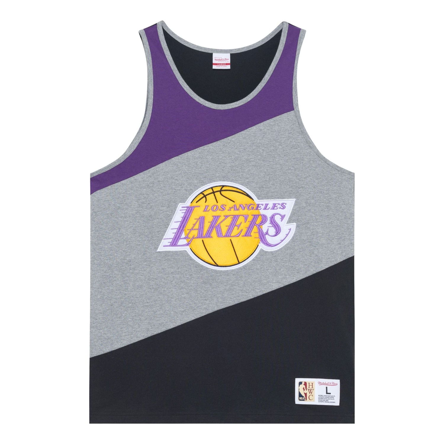 Tielko Mitchell & Ness NBA HWC Lakers Colorblocked Cotton Tank Top Šedá | TTNK5120-LALYYPPPGHBK, 0