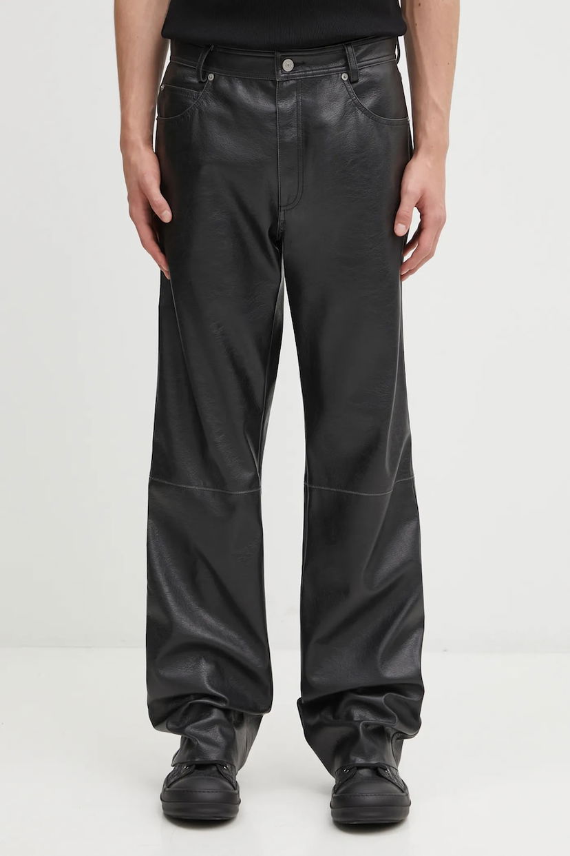 Nohavice Maison Margiela MM6 Maison Margiela Faux Leather Wide Leg Pants Čierna | SH2LA0045.M35455.900