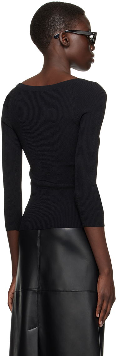 Sveter Max Mara Ribbed Knit Off Shoulder Top Čierna | 2411361102600, 2