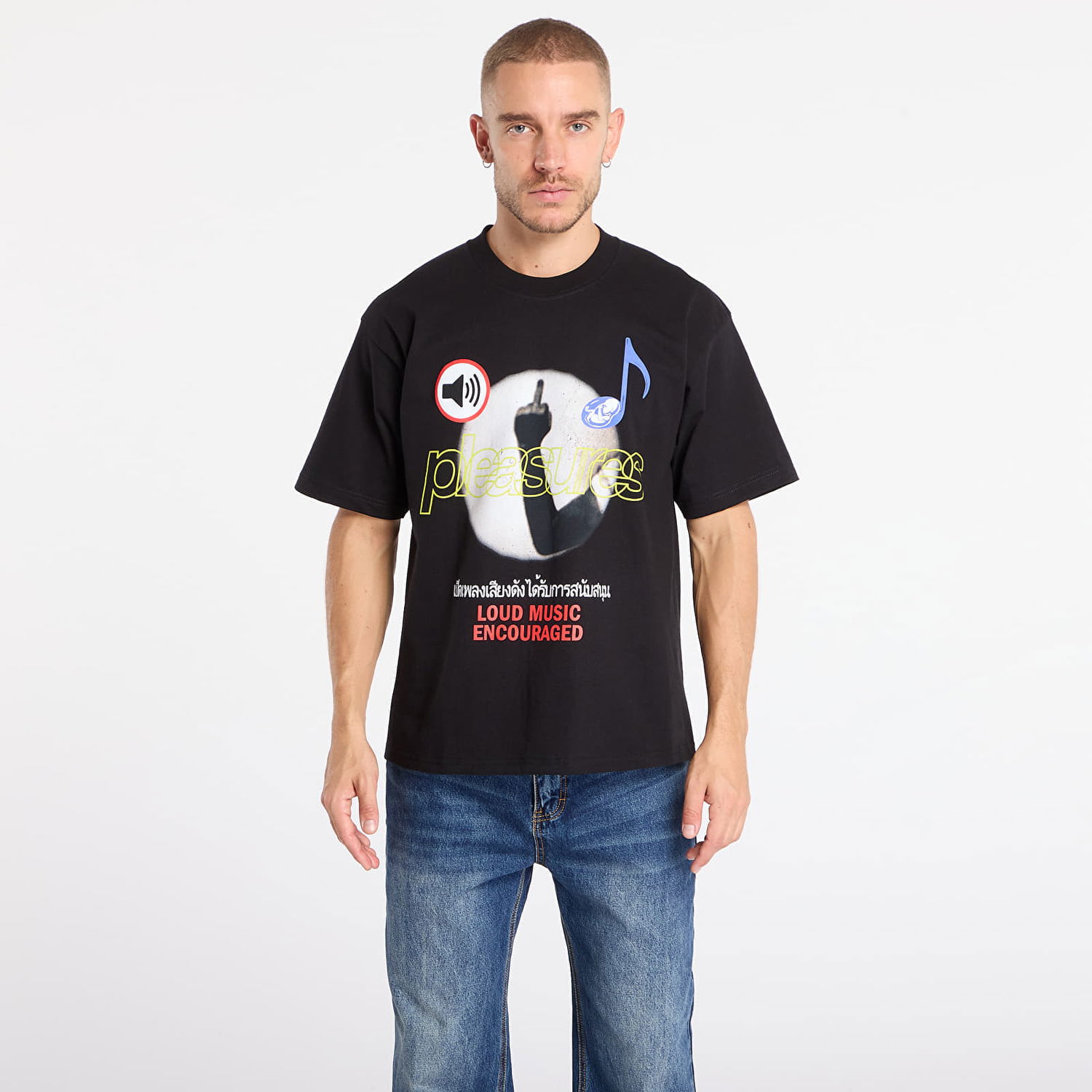 Tričko Pleasures Loud Music T-shirt Čierna | P25F008-BLACK, 0