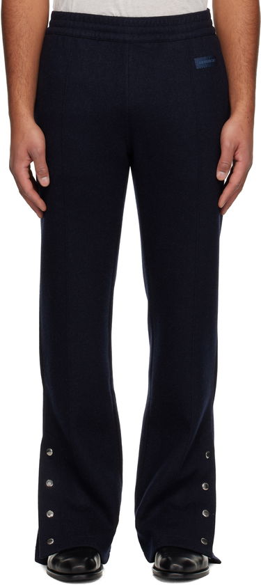 Nohavice Givenchy Wool Cashmere 'GIVENCHY' Patch Drawstring Trousers with Snap Buttons Navy | BM51N0312L410, 0