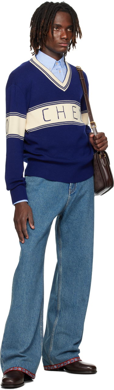 Sveter Valentino Valentino 'Chez Valentino' Jacquard Pattern Sweater Modrá | 7V3KC34KB02, 3