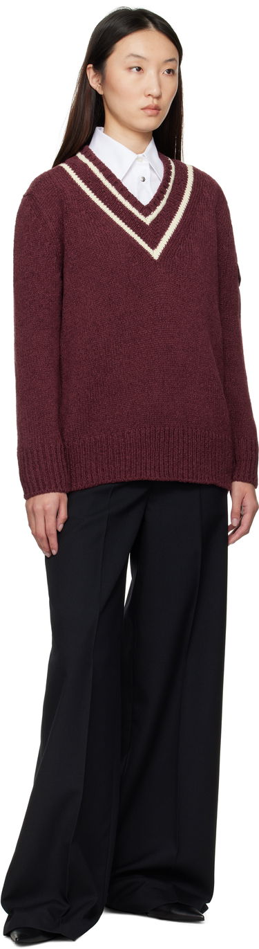 Sveter Moncler Moncler Padded V-Neck Sweater Vínová | K20939D00001M5493, 4