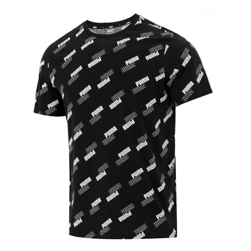 Tričko Puma All-Over Logo Print Breathable Crew Neck Tee Čierna | 846430-01