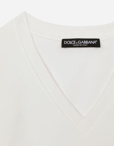 Crop Top Dolce & Gabbana Short-sleeved T-shirt With Dg Logo Biela | F8U50ZGDBZZW0111, 3
