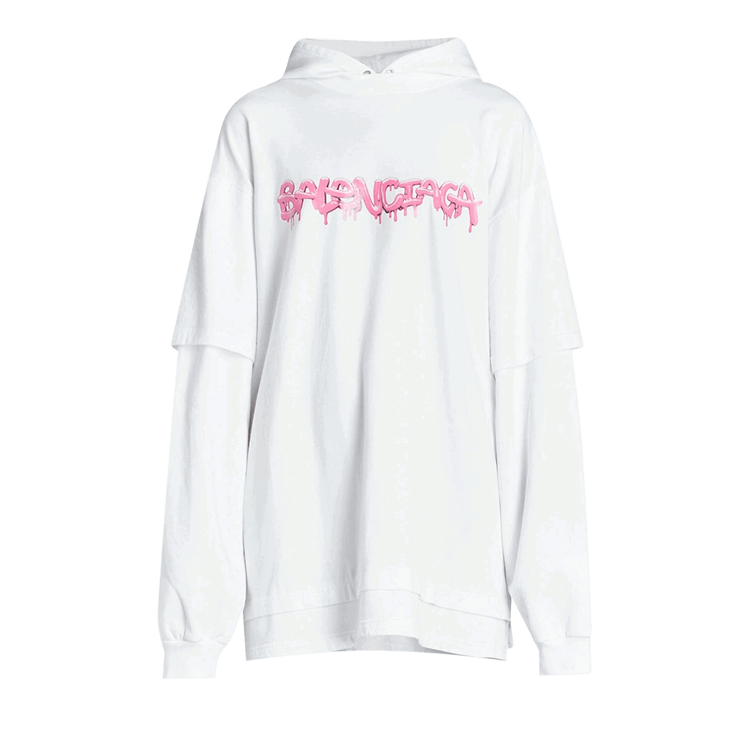 Mikina Balenciaga Double Sleeve Hoodie Biela | 681029 TLVF1 0901, 0