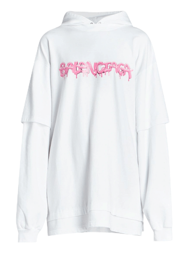 Mikina Balenciaga Double Sleeve Hoodie Biela | 681029 TLVF1 0901