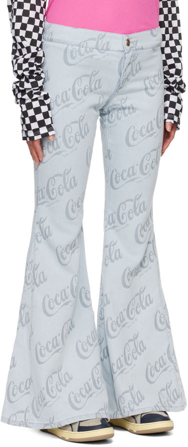 Džínsy ERL Jacquard Logo Pattern Flare Jeans Modrá | ERL08P014, 4