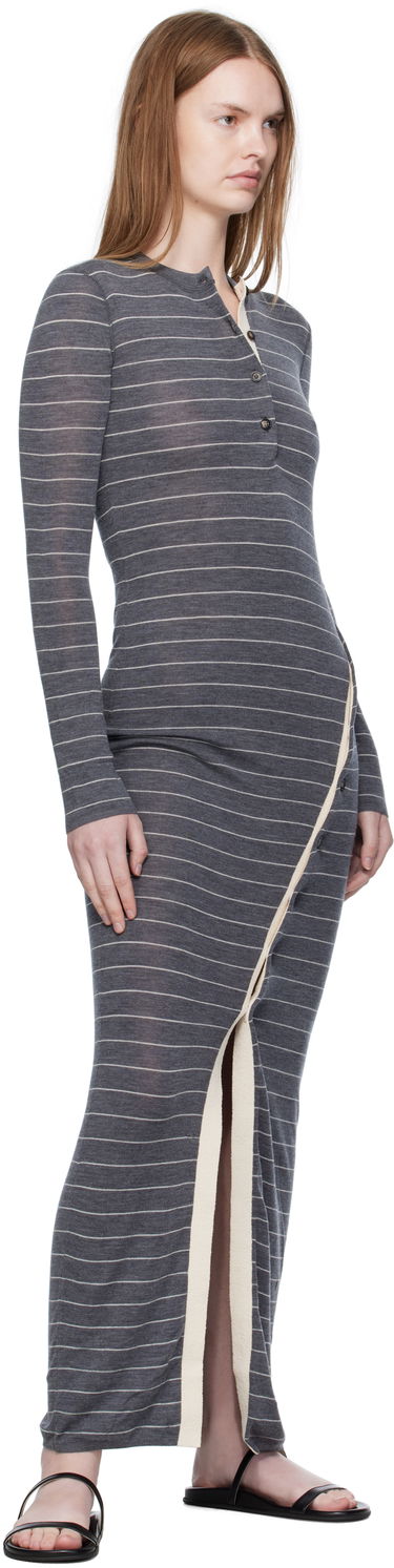 Šaty Nanushka Nanushka Dakoa Striped Terry Merino Maxi Dress Šedá | NW25PFDR03994, 3