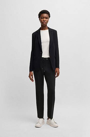 Nohavice BOSS Regular-Fit Crepe Trousers Čierna | 50490039, 1