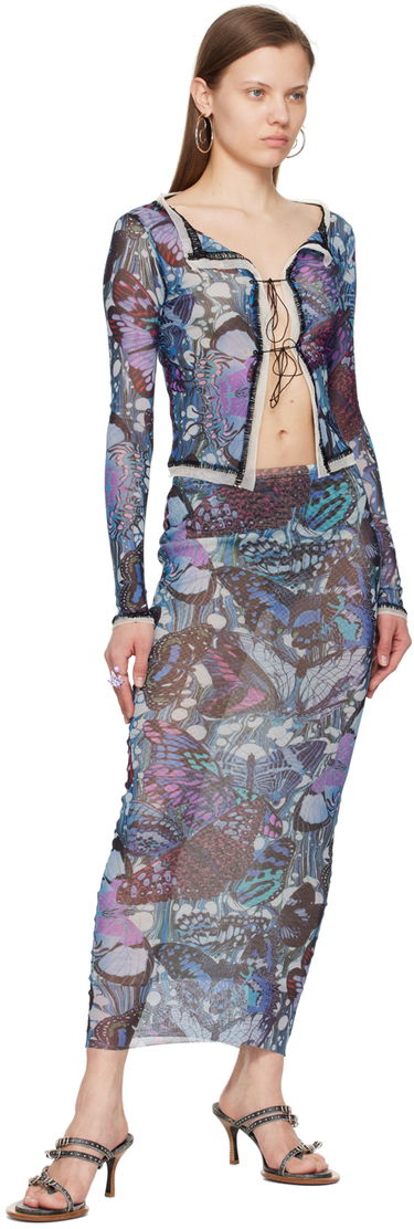 Tielko Jean Paul Gaultier Gaultier Butterfly Print Tie Cardigan Modrá | 24/25-F-CD006-T545-5090, 3