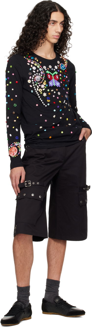 Tričko Chopova Lowena Night Defunct Long Sleeve Beaded Jersey T-shirt Čierna | 2325M, 3