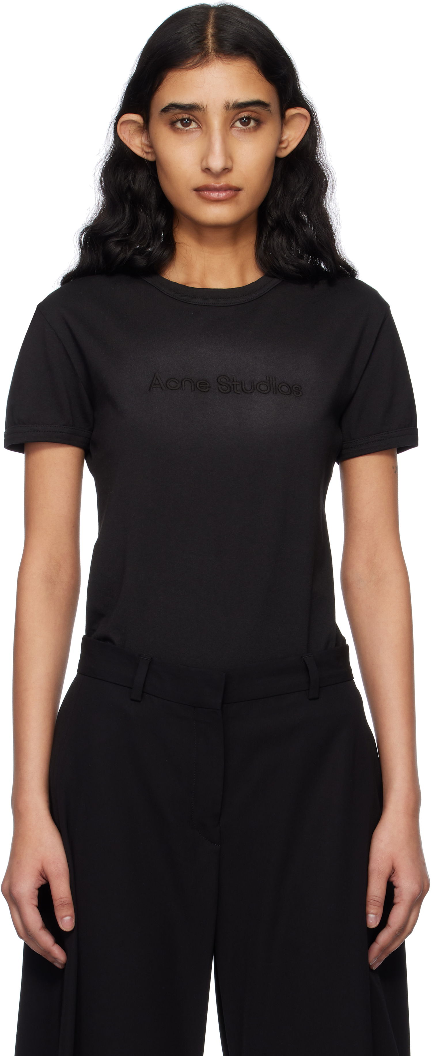 Tričko Acne Studios Acne Studios Fitted T-Shirt With Logo Čierna | AL0457-, 0
