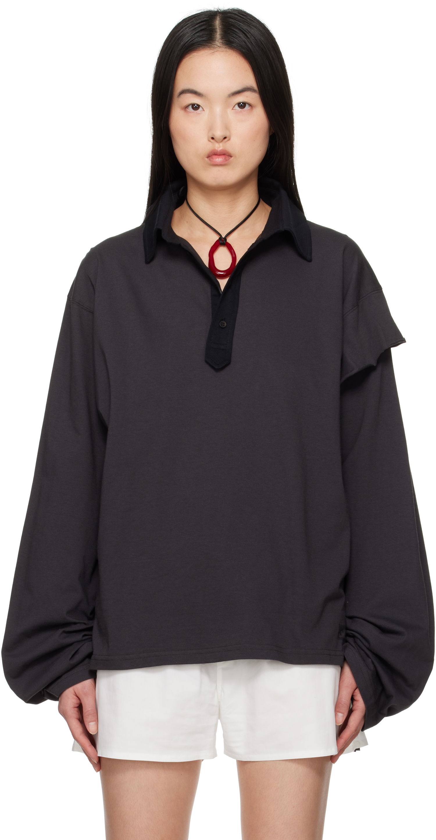 Polo tričko Ottolinger Ottolinger Long Sleeve Polo Čierna | 11510291501, 0