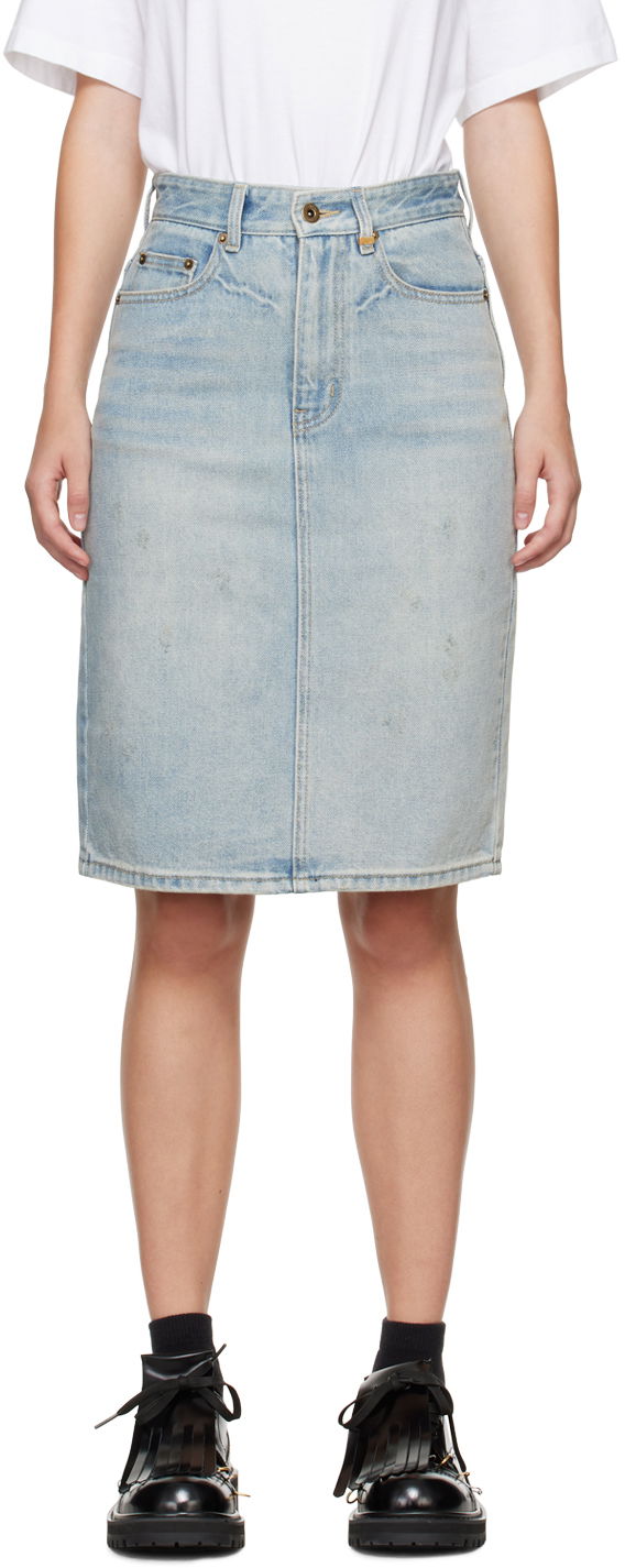 Sukňa We11done Washed Denim Midi Skirt Modrá | WD-DS2-24-372-W-SK, 0