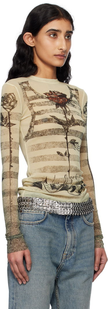 Tričko Jean Paul Gaultier Jean Paul Gaultier Tattoo Marinière T-Shirt Béžová | 25/34-F-TO274-T585-030030, 1