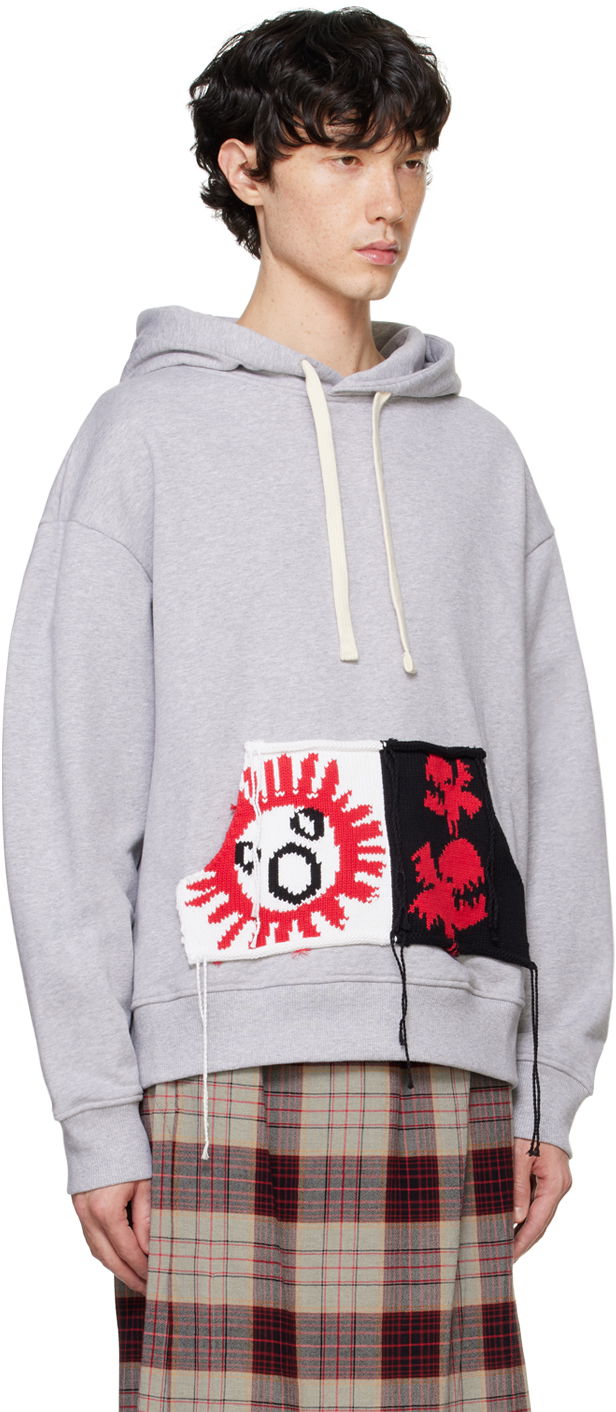 Mikina Charles Jeffrey Loverboy Charles Jeffrey LOVERBOY Knit Patchwork Hoodie Šedá | 41100301, 1
