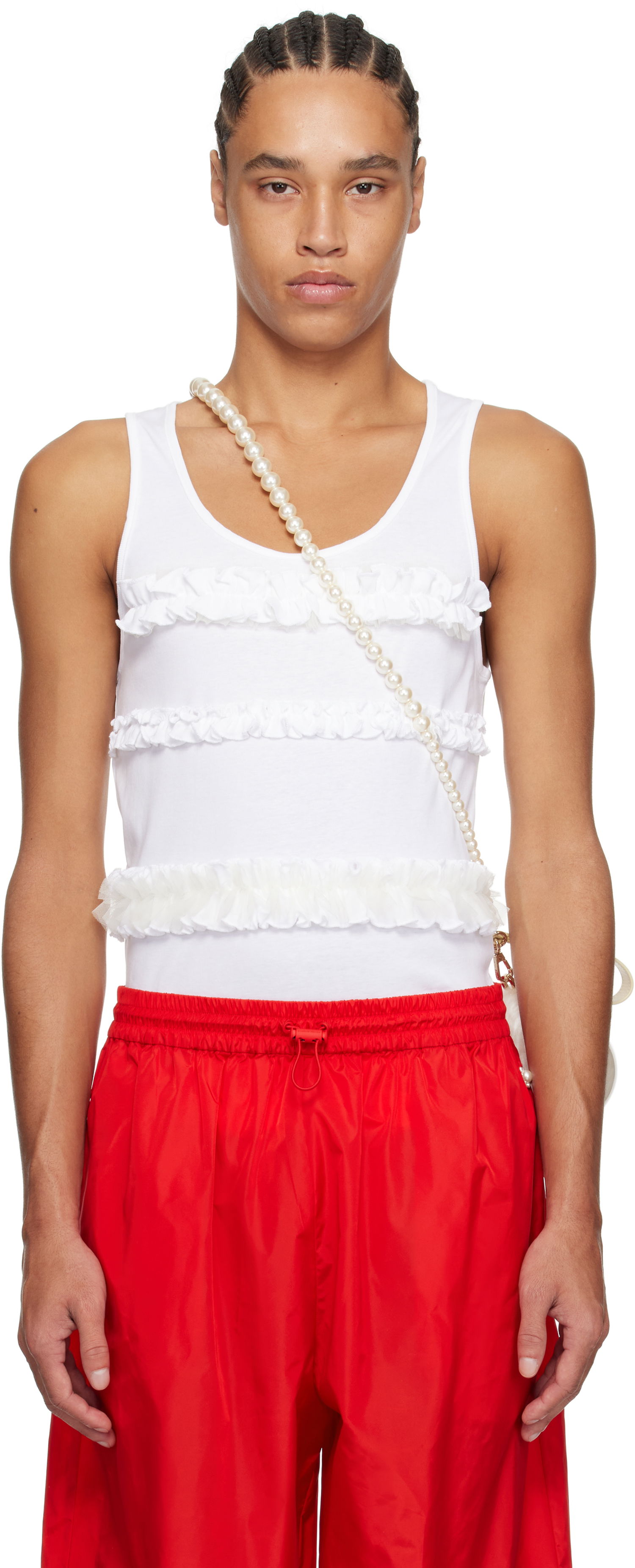 Tielko Simone Rocha Simone Rocha Ruffle Frill Tank Top Biela | 5324F 0553, 0