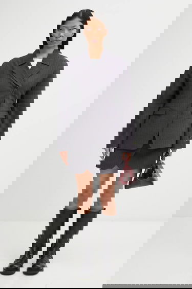 Bunda GANNI Asymmetric Pinstripe Blazer Šedá | W0578, 5