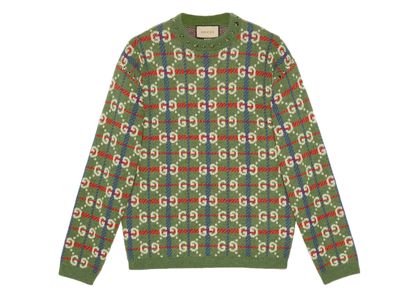 Sveter Gucci GG Check Knit Wool Sweater Zelené | 713571 XKCOZ 3465, 0