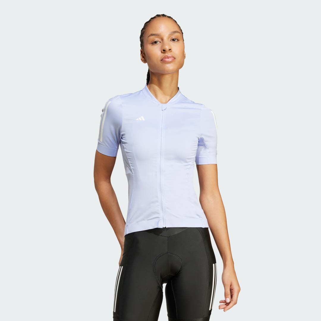 Dres adidas Performance Tempo 3-Stripes Cycling Jersey Fialová | JG1075, 0