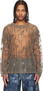 Sheer Flocked Long-Sleeve T-shirt T-Taras